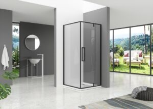 75-B-C3001 800X800 TR/BLACK B-LINE TUŠ KABINA KVADRATNA 800x800x1950, CRNA, PROZIRNO STAKLO, VRATA+STIJENA